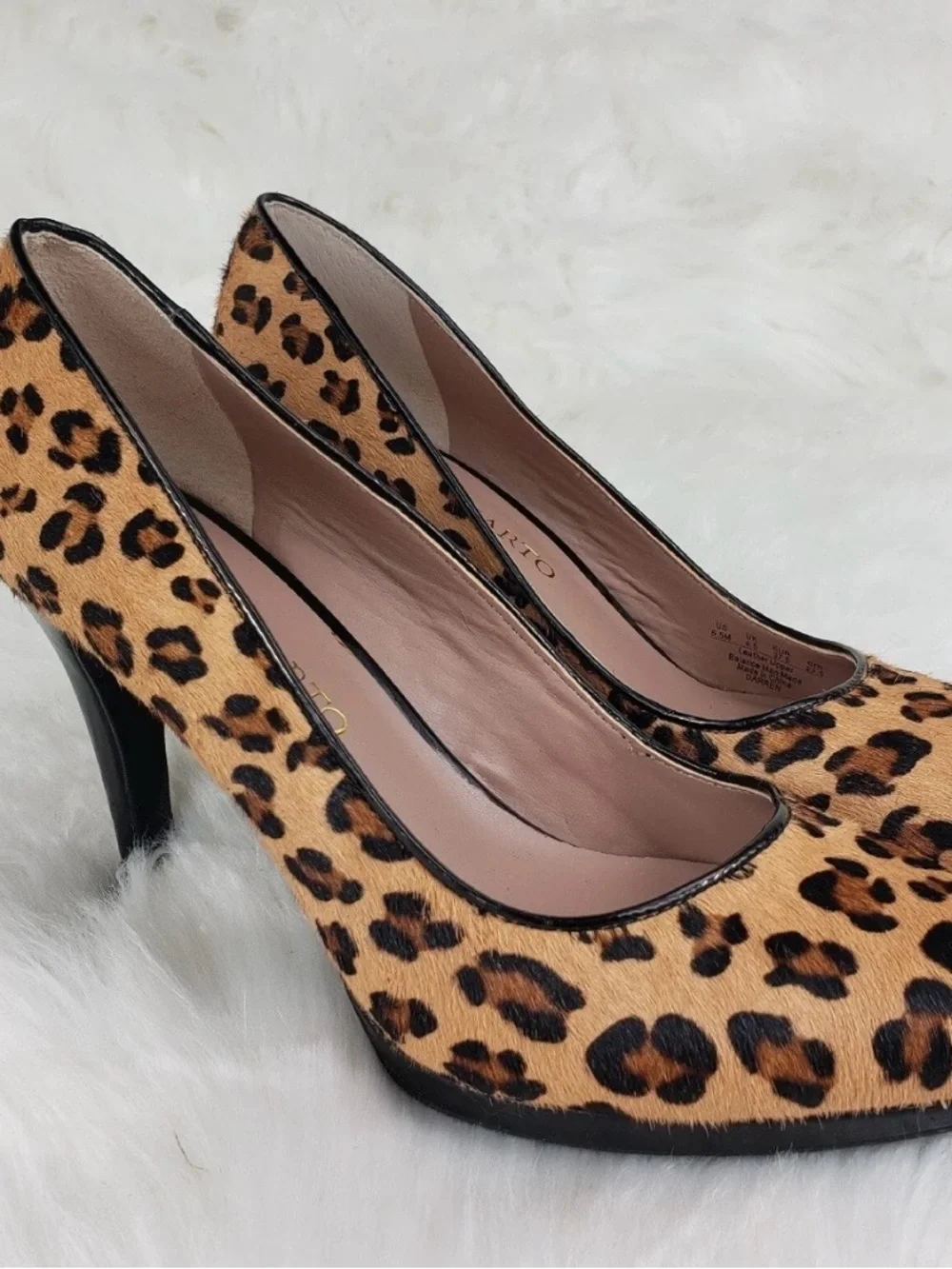 Franco Sarto Leopard Print Pumps - Tan Black